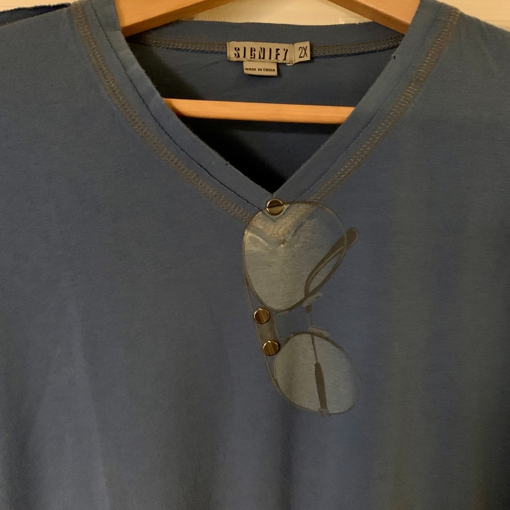 #Tee #Shirt #2XL #Signify #Mens #Cotton #Light #Blue #Faded look #No stains